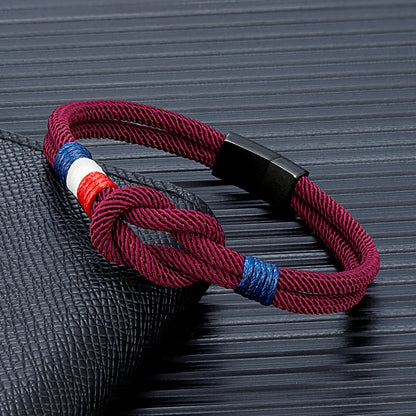 marine rope bracelet with black stainless steel magnetic clasp