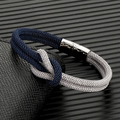 marine rope knot bracelet with stainless steel magnetic clasp