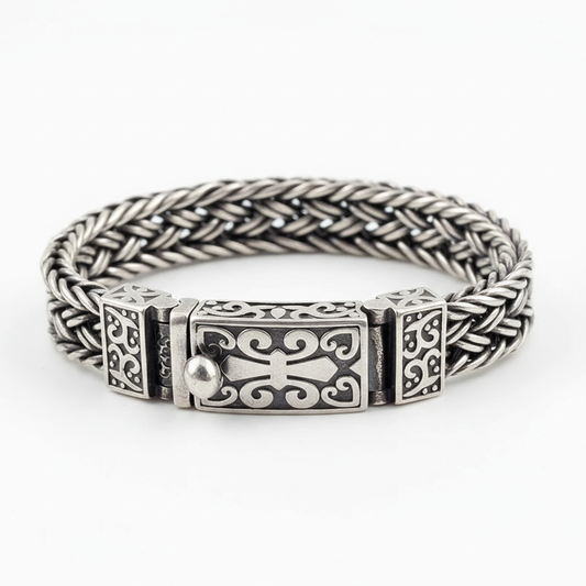men's 925 sterling silver Byzantine chain bracelet