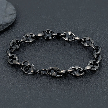 men's antique black stainless steel chain bracelet