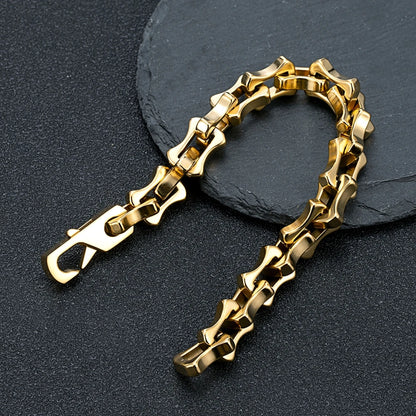 men's biker style stainless steel gold chain bracelet