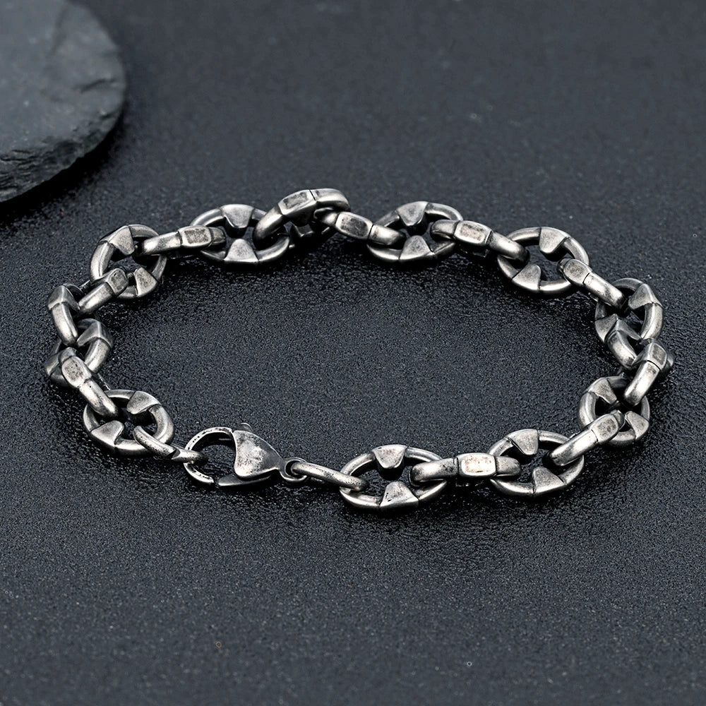 men's biker style chain link bracelet stainless steel