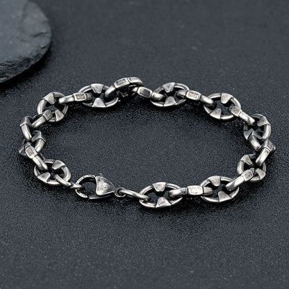 men's biker style chain link bracelet stainless steel