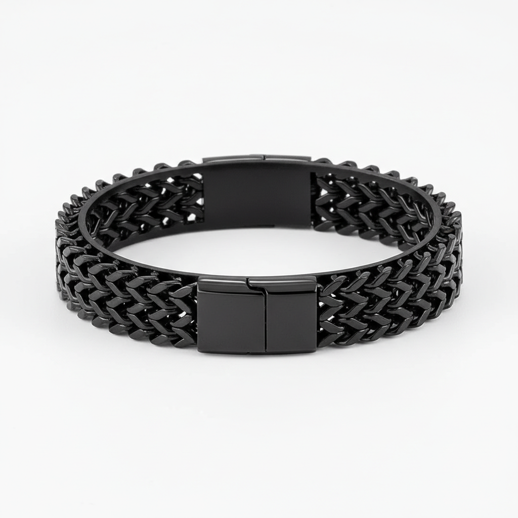 men's black cuban link stainless steel bracelet
