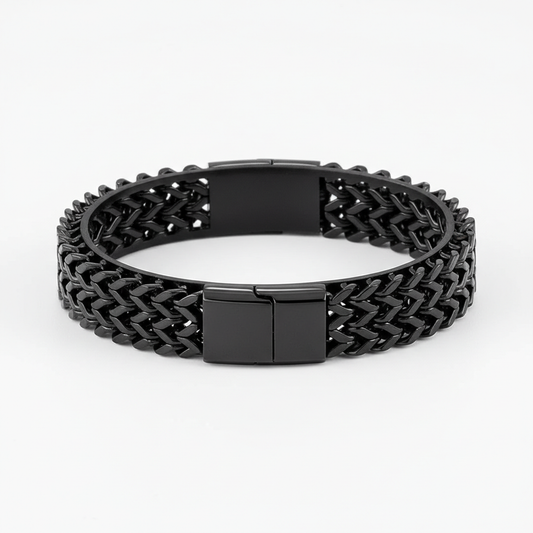 men's black cuban link stainless steel bracelet