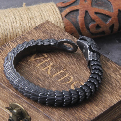 men's black snake chain bracelet stainless steel