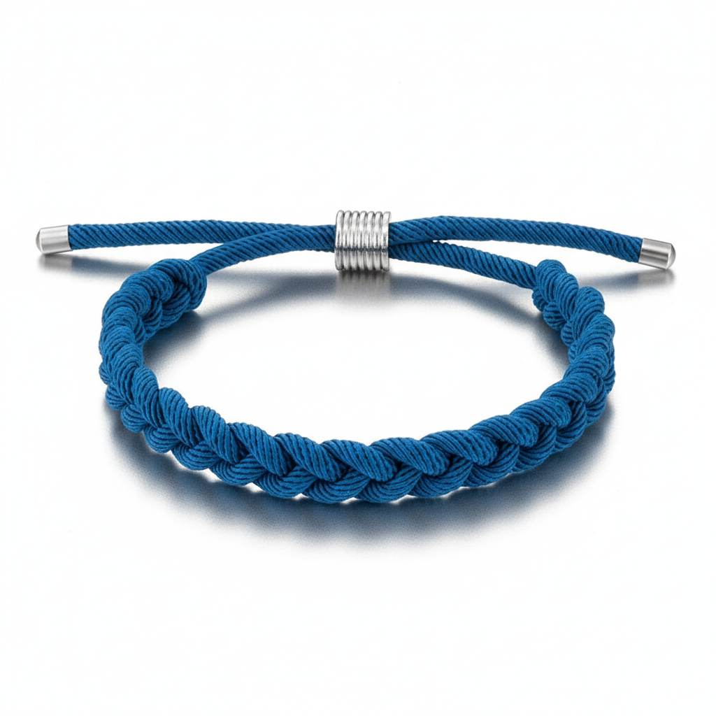men's blue braided rope cord bracelet adjustable
