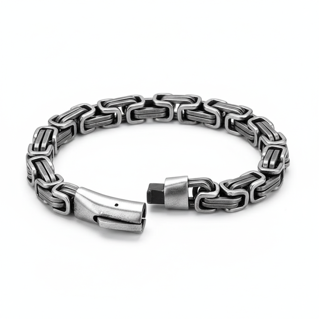 men's byzantine chain bracelet stainless steel