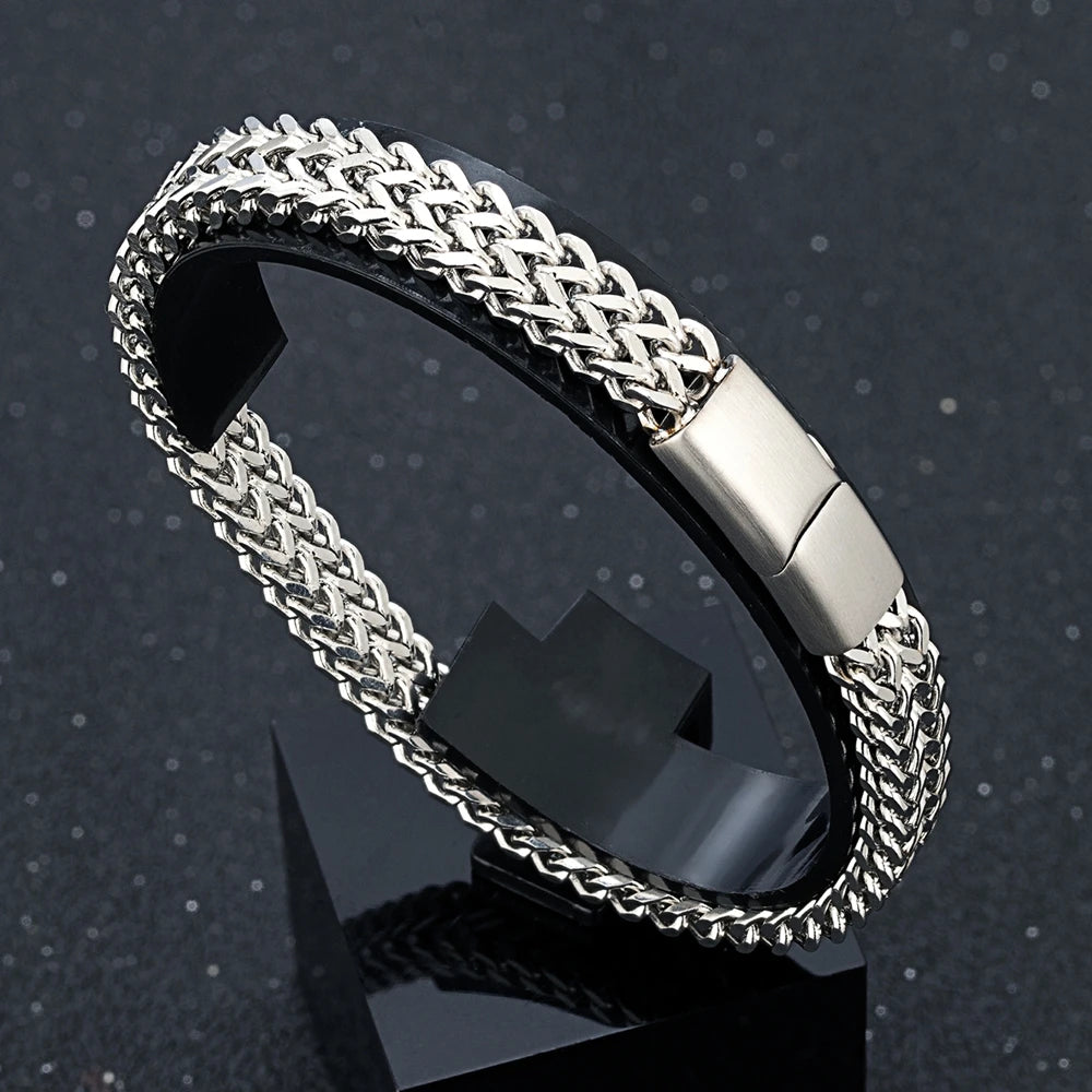 men's curb link stainless steel chain bracelet
