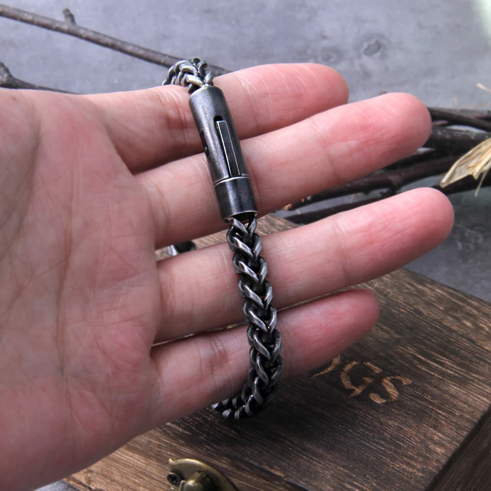 men's dark steel Cuban chain bracelet