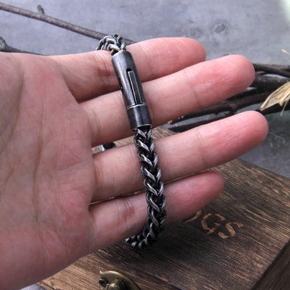 men's dark steel Cuban chain bracelet