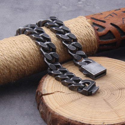 men's dark steel vintage Cuban chain bracelet