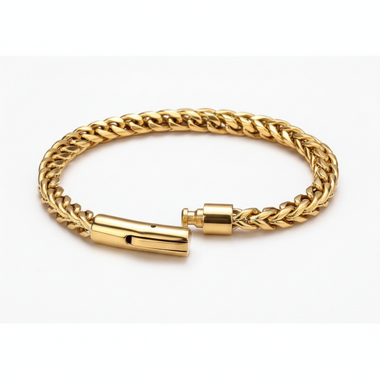 men's gold biker chain stainless steel bracelet