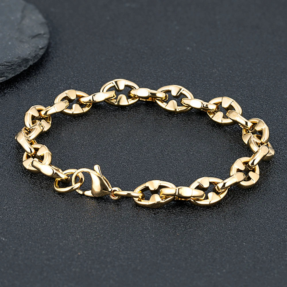 men's heavy industrial gold chain bracelet vintage steel