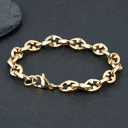 men's heavy industrial gold chain bracelet vintage steel