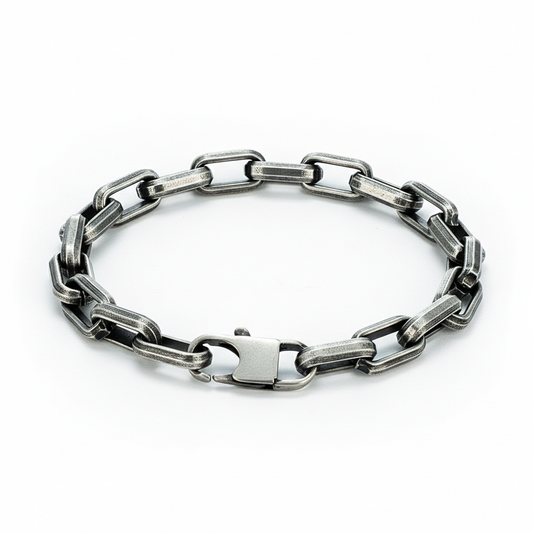 men's heavy rectangle link stainless steel bracelet