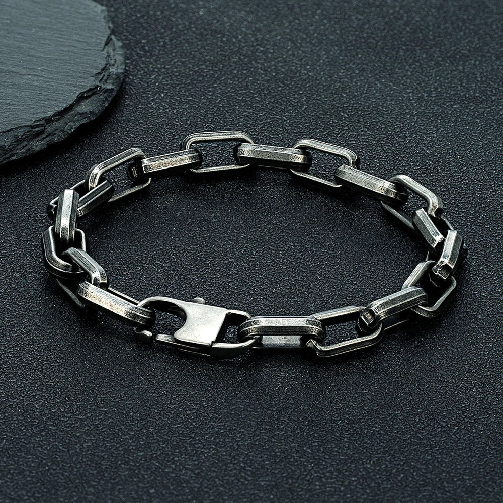 men's industrial rectangle link chain bracelet