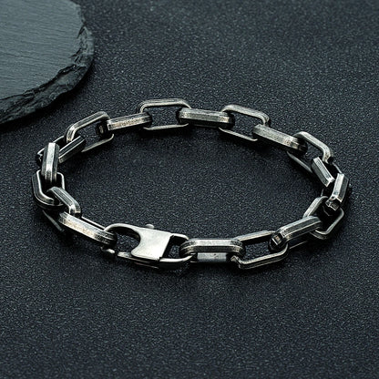 men's industrial rectangle link chain bracelet