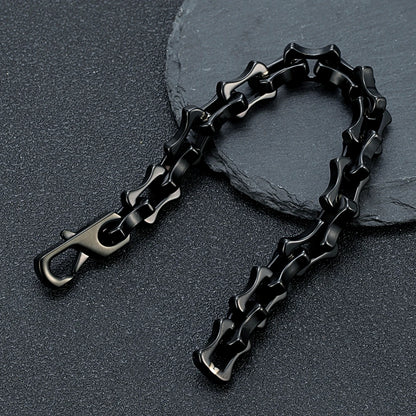men's mechanical black chain link bracelet stainless steel