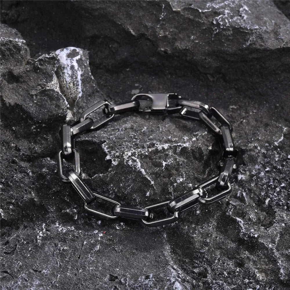 men's modern stainless steel link bracelet