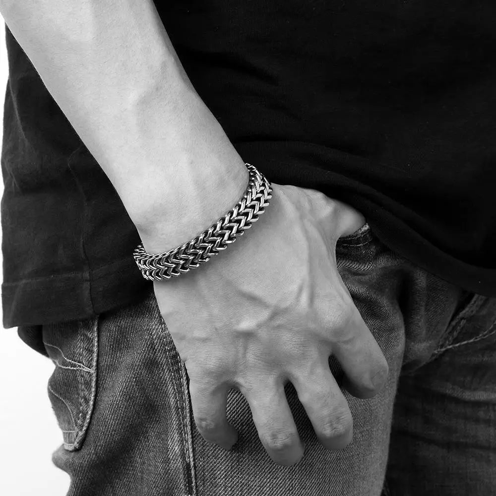 men's modern titanium steel woven bracelet
