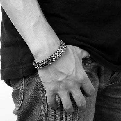 men's modern titanium steel woven bracelet
