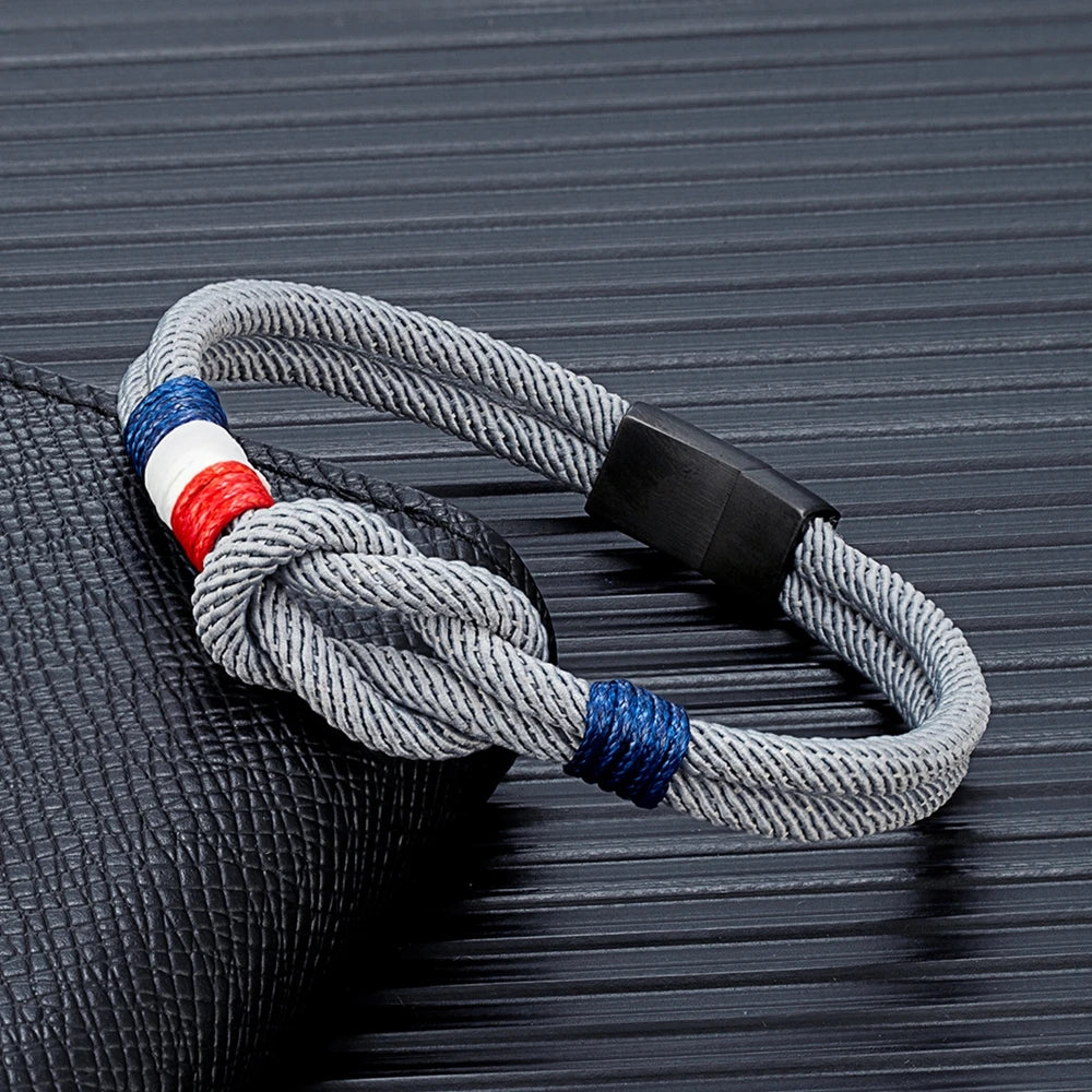 men's nautical knot bracelet with braided rope design