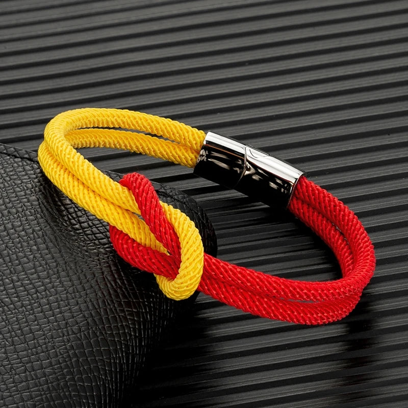 men's nautical rope bracelet with two tone sailor knot