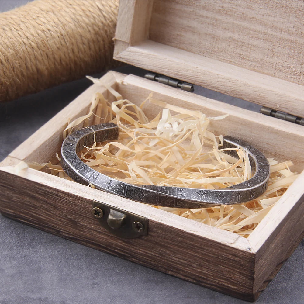 men's Nordic rune cuff bracelet stainless steel