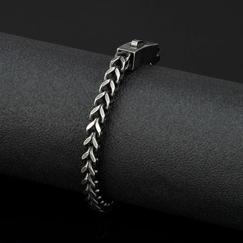 men's oxidized steel cuban link bracelet