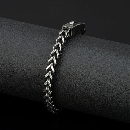 men's oxidized steel cuban link bracelet