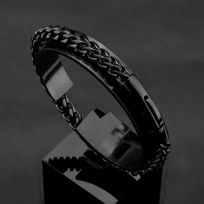 men's punk style black chain bracelet stainless steel