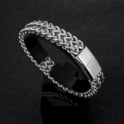 men's punk style silver cuban chain bracelet