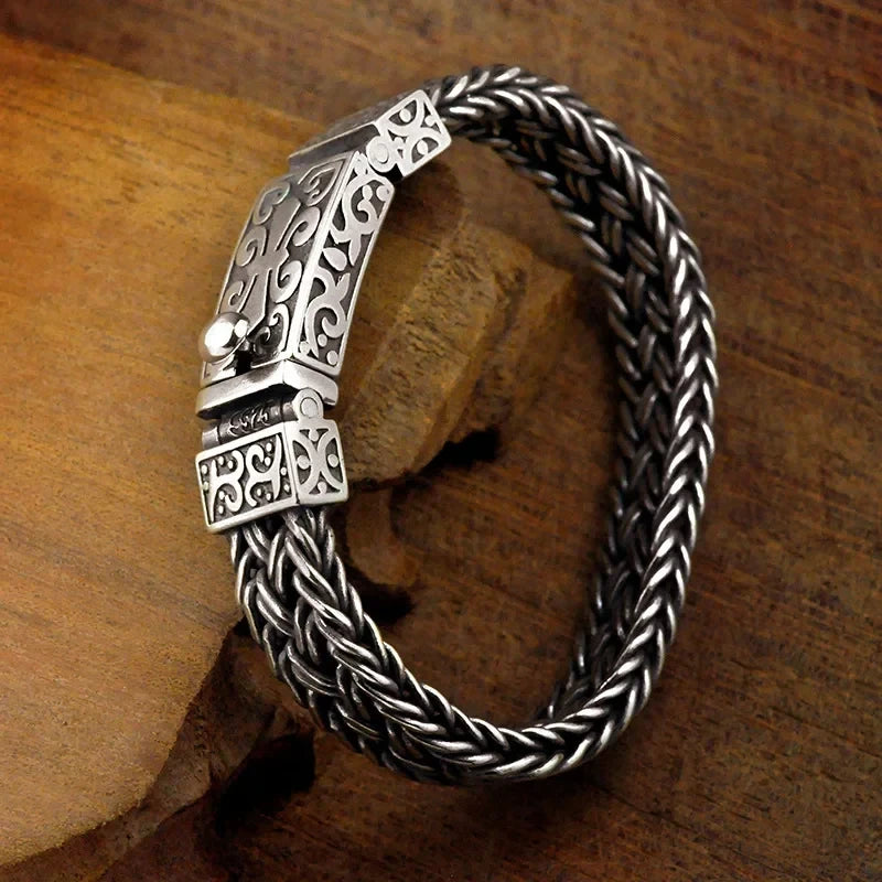men's silver Byzantine woven chain bracelet