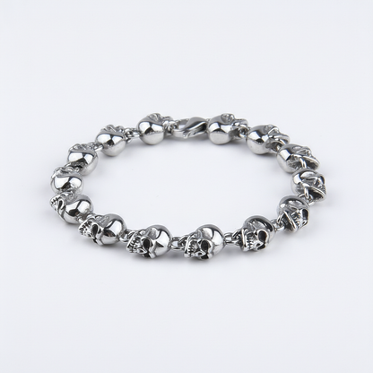 men's stainless steel skull chain bracelet