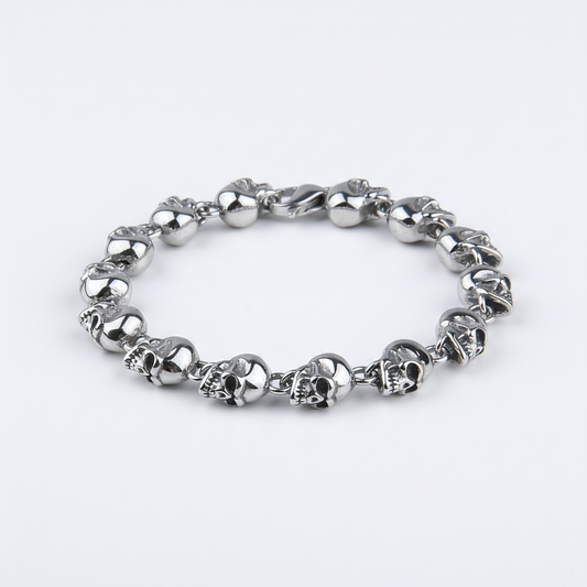 men's stainless steel skull chain bracelet