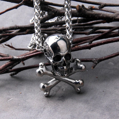 Gothic skull necklace on stainless steel chain