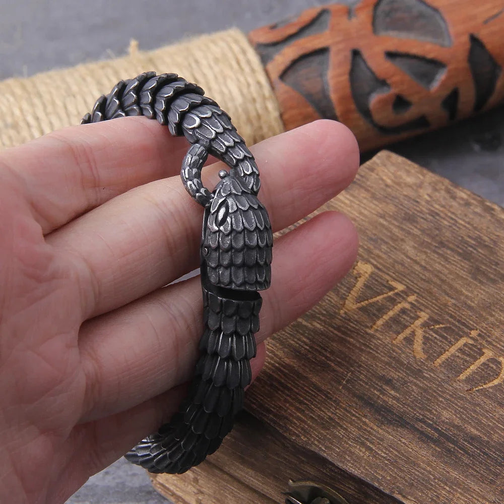 men's stainless steel snake bracelet with scale chain
