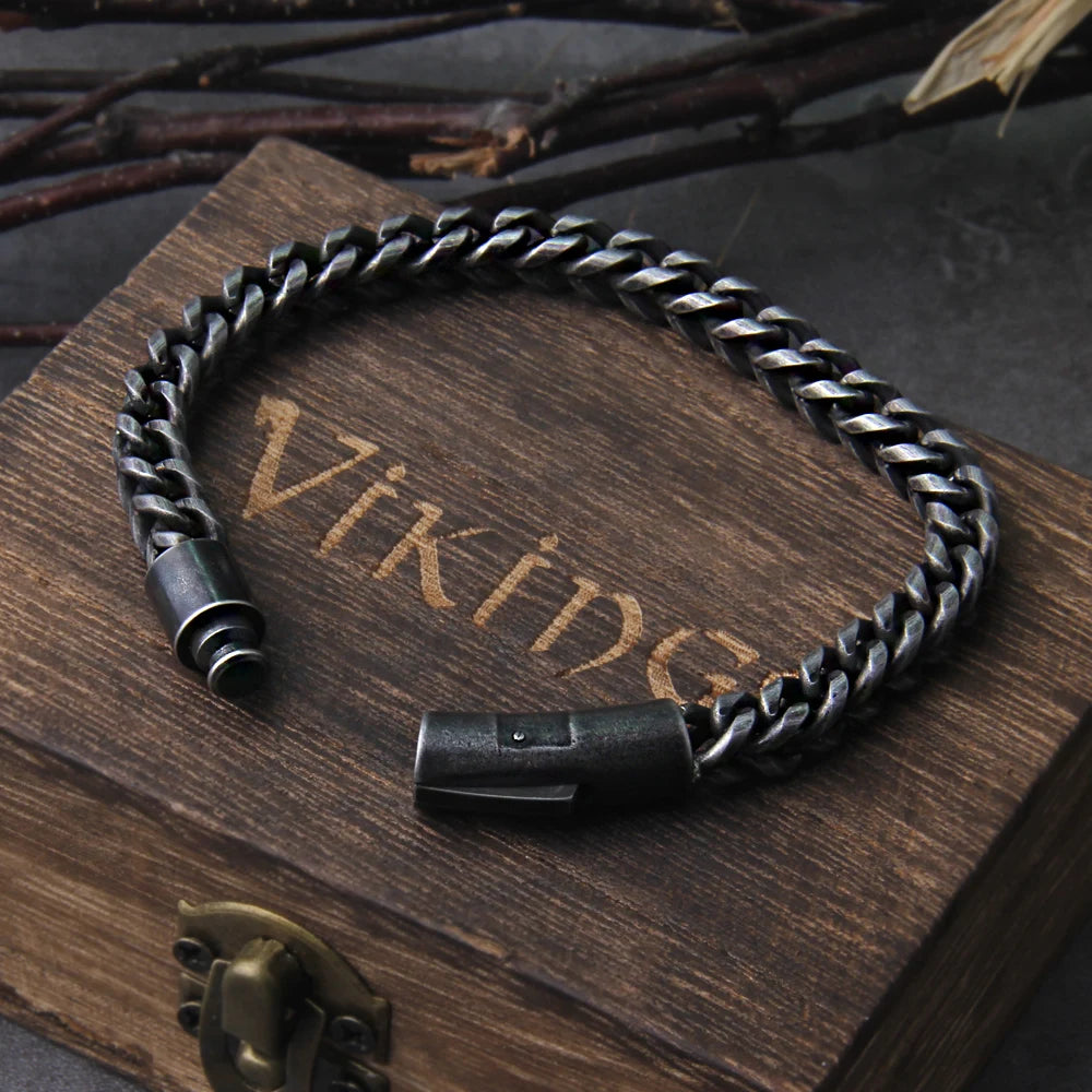 men's stainless steel chain link bracelet vintage style