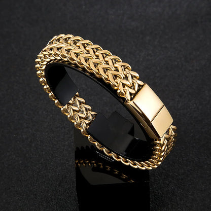 men's stainless steel gold cuban link chain bracelet