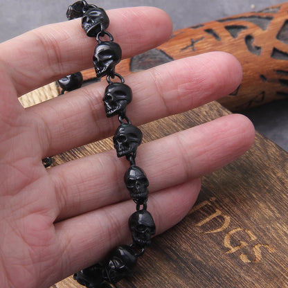 men's stainless steel skull link chain bracelet