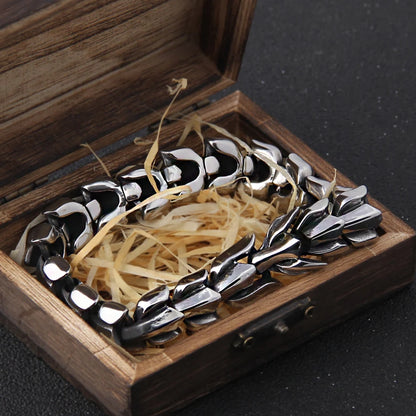 men's stainless steel Viking ouroboros chain bracelet