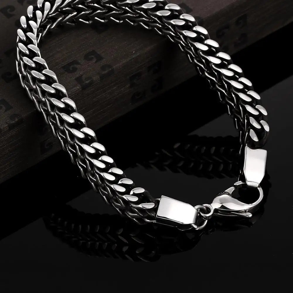 men's titanium steel chain bracelet lobster clasp