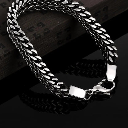 men's titanium steel chain bracelet lobster clasp