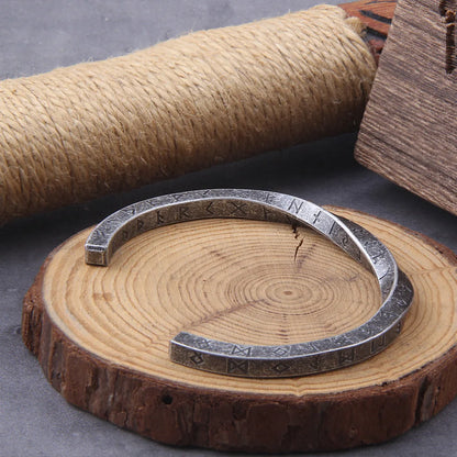 men's Viking cuff bracelet with rune engraving