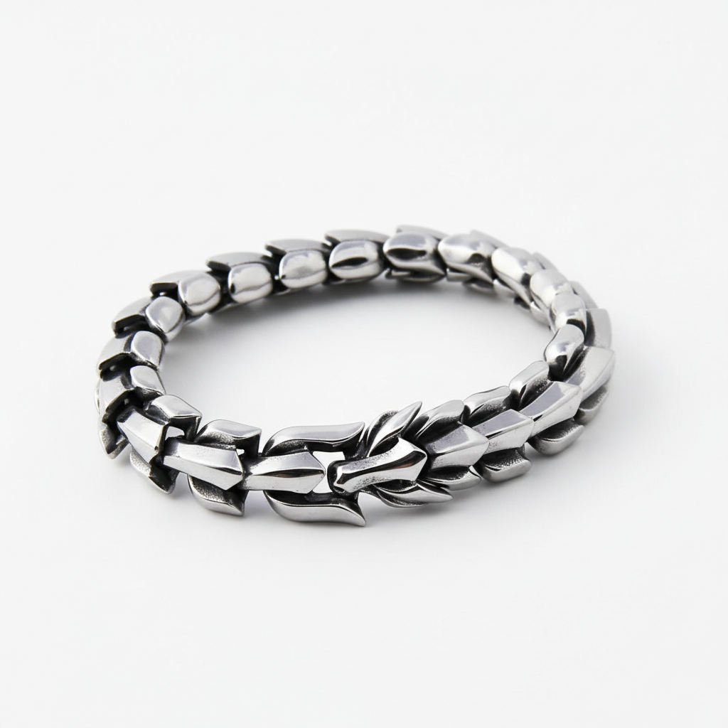 men's Viking Ouroboros stainless steel chain bracelet