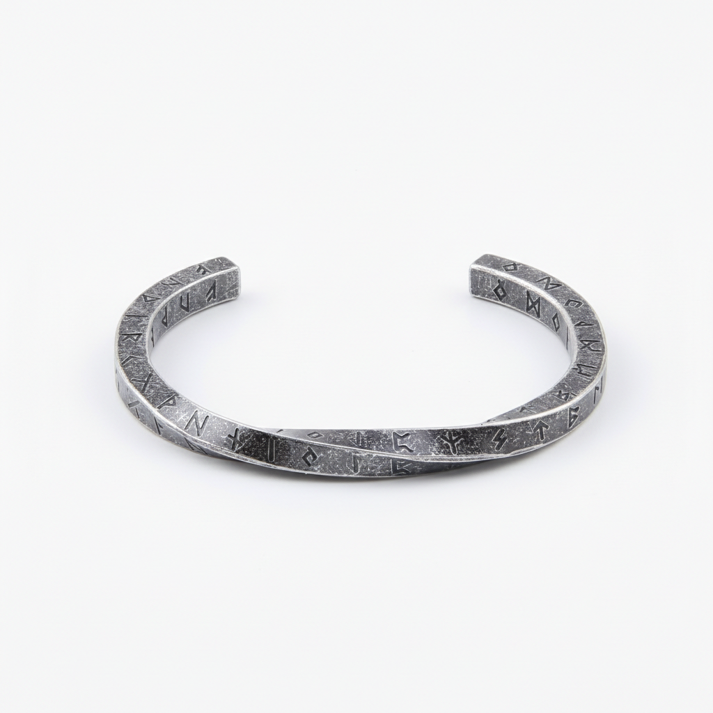 men's Viking rune stainless steel cuff bracelet