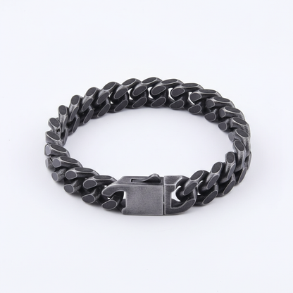men's black Cuban link stainless steel bracelet