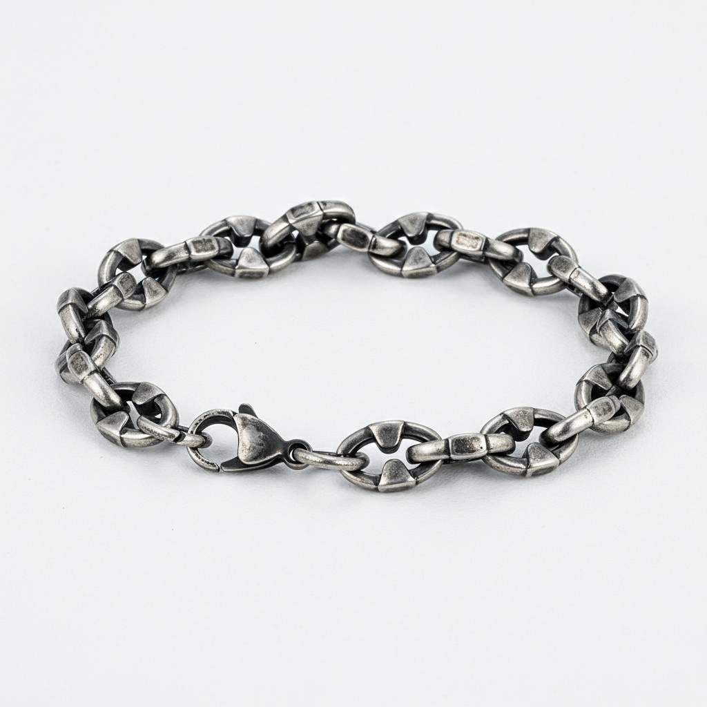 men's vintage industrial chain bracelet stainless steel