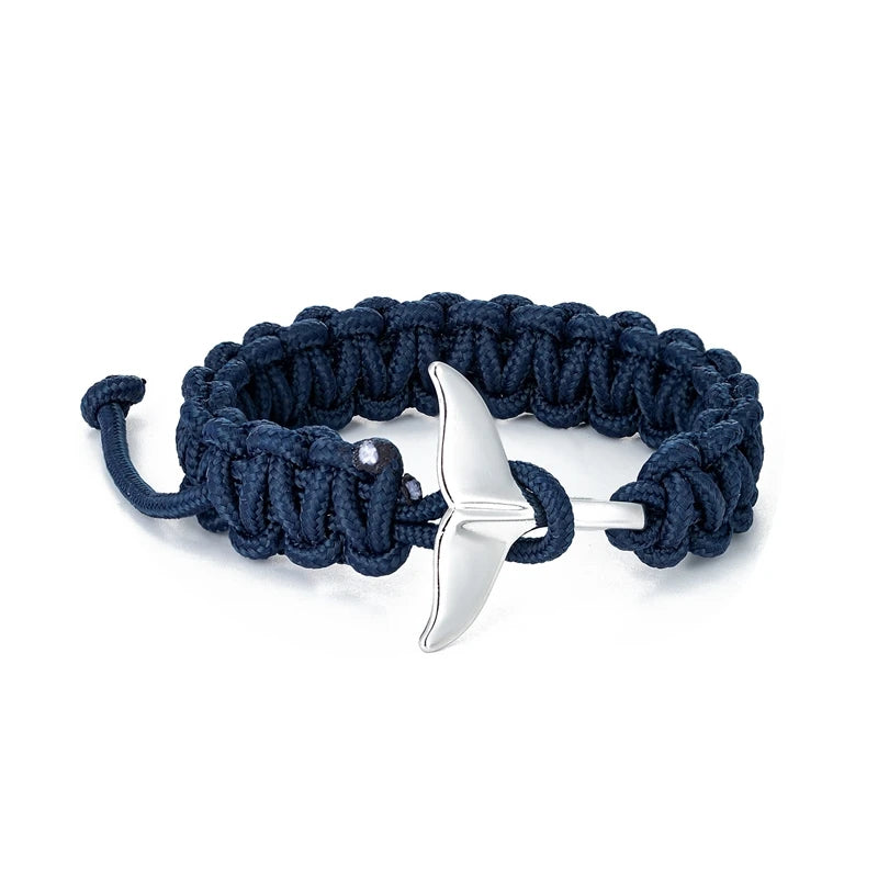 men's whale tail bracelet with paracord rope band